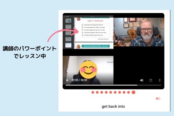 キャンブリー講師の独自パワーポイントでレッスン中
